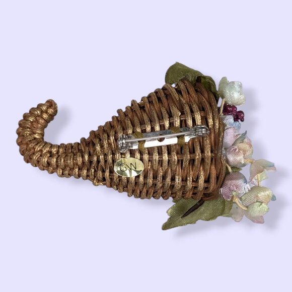 V. Avon Fall Cornucopia Silk Floral Brooch - Picture 4 of 6